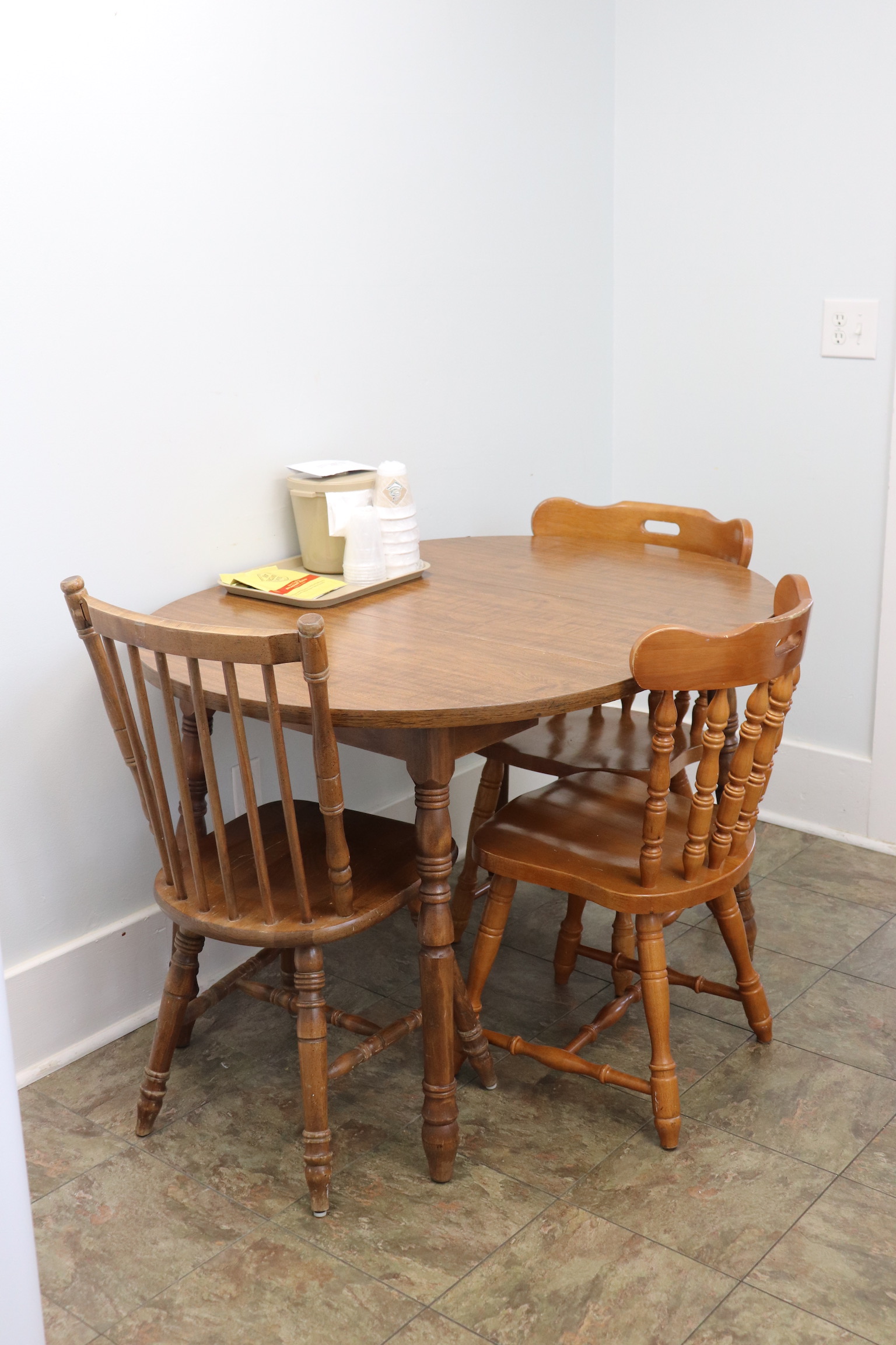 Wooden dining table with 3 chairs